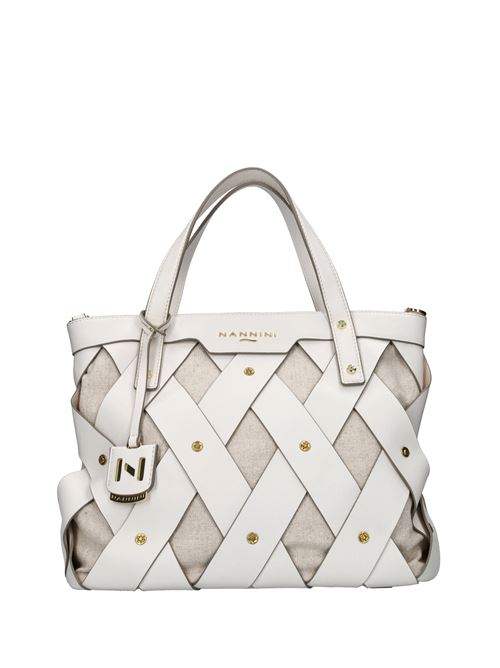 Borsa in pelle e tessuto NANNINI | 18630OFF WHITE